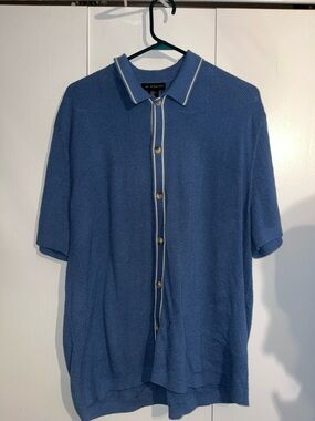 Art of Rhetoric Men’s Sky Blue Polo with Contrast Trim